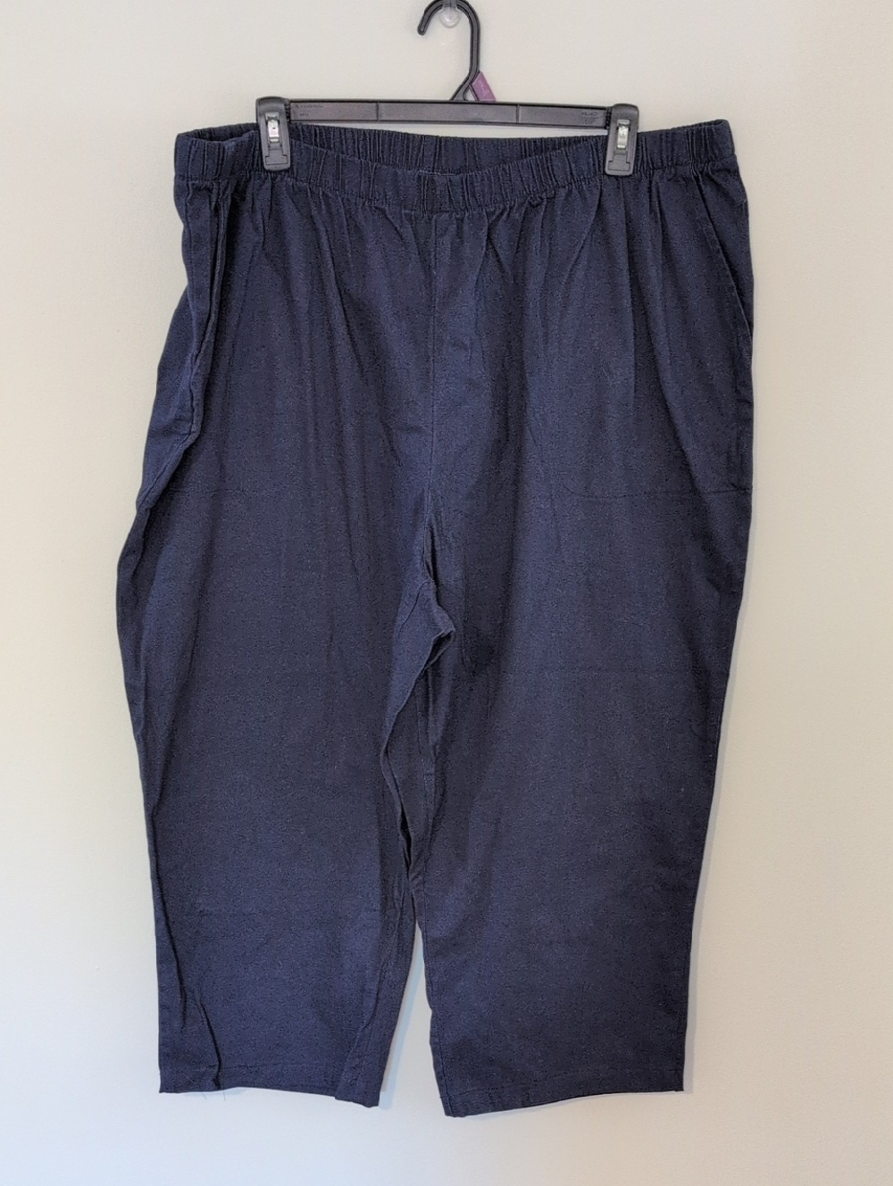 Woman Within Dark Navy Elastic Waist Capri Pant 32W